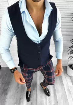 Tinuta barbati smart casual Pantaloni + Camasa+Vesta 12675 E imagine