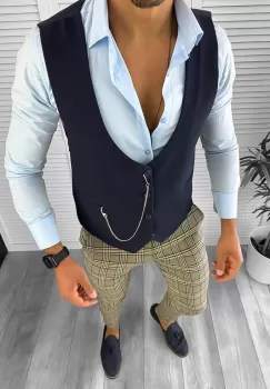 Tinuta barbati smart casual Pantaloni + Camasa+Vesta 12739 imagine