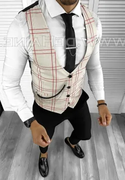 Tinuta barbati smart casual Pantaloni +Vesta 8078 imagine