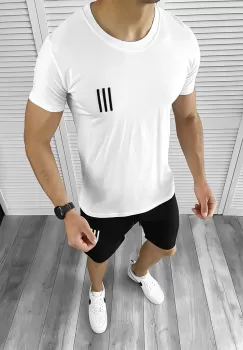 Trening barbati alb/negru pantaloni + tricou 10588 imagine