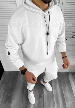 Trening barbati alb pantaloni + hanorac K020 P20-1.1 imagine