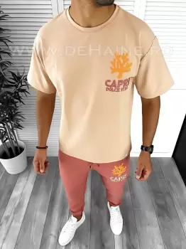 Trening barbati bej/roz pantaloni + tricou oversize B7962 35-3.2/ N16-3* imagine