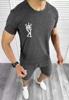 Trening barbati gri inchis pantaloni + tricou 11698 35-2.1 imagine