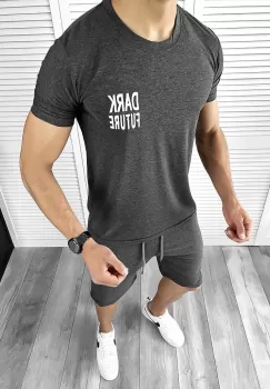 Trening barbati gri inchis pantaloni + tricou 11699 imagine