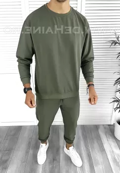 Trening barbati kaki pantaloni + bluza oversize B8032 85-3.2.3 imagine