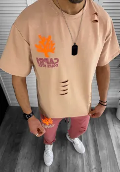 Trening barbati maro oversize cu imprimeu pantaloni + bluza 13029 O4-1.2 imagine