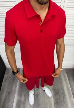 Trening barbati rosu pantaloni + tricou 13295 D2-2.4 imagine