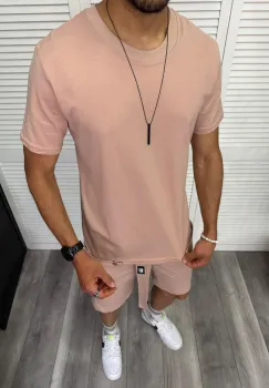 Trening barbati roz pantaloni + tricou 13296 D2-2.1 imagine