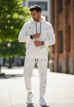 Trening barbati slim fit alb   Pantaloni + Hanorac  13420 imagine