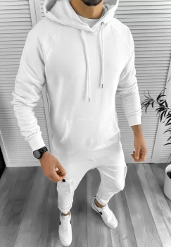 Trening barbati slim fit alb Pantaloni + Hanorac + Tricou Y132 imagine