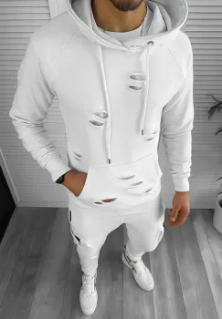 Trening barbati slim fit alb Pantaloni + Hanorac TY132 O4-3.2* imagine