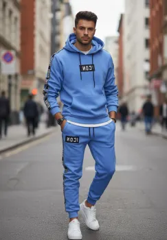 Trening barbati slim fit albastru  Pantaloni + Hanorac 5041 imagine
