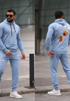 Trening barbati slim fit baby blue  Pantaloni + Hanorac  13354 imagine