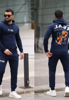 Trening barbati slim fit bleumarin  Pantaloni + Hanorac  13354 imagine