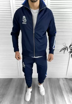 Trening barbati slim fit bleumarin Pantaloni + Hanorac K086 imagine