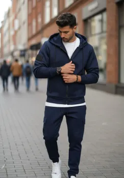 Trening barbati slim fit bleumarin  Pantaloni + Hanorac  silon    5047 imagine