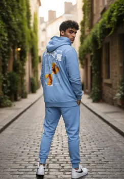 Trening barbati slim fit blue  Pantaloni + Hanorac  13360 imagine