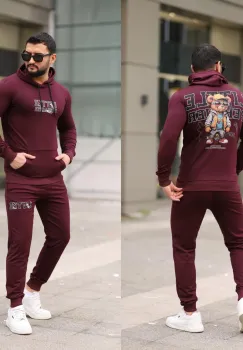 Trening barbati slim fit grena  Pantaloni + Hanorac  13349 imagine