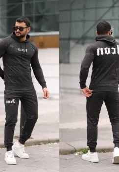 Trening barbati slim fit gri inchis   Pantaloni + Hanorac  13351 imagine