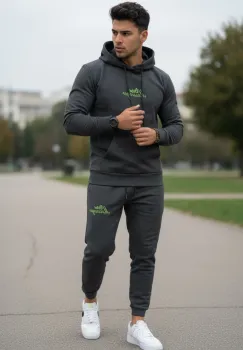 Trening barbati slim fit gri inchis  Pantaloni + Hanorac  13370 30-1 imagine