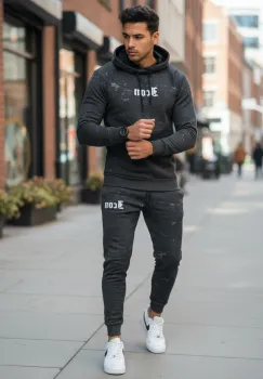 Trening barbati slim fit gri inchis   Pantaloni + Hanorac  13380 imagine