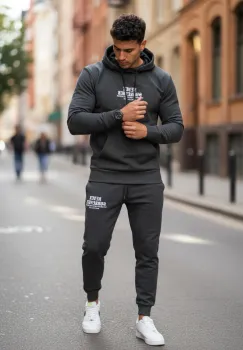 Trening barbati slim fit gri inchis   Pantaloni + Hanorac  13390 imagine