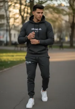 Trening barbati slim fit gri inchis  Pantaloni + Hanorac  13400 imagine