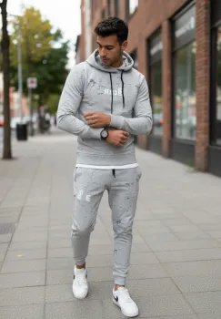 Trening barbati slim fit gri  Pantaloni + Hanorac  13380 23-4.1 imagine