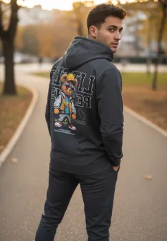 Trening barbati slim fit gri  Pantaloni + Hanorac  13410 imagine