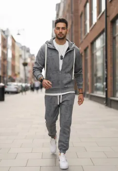 Trening barbati slim fit gri  Pantaloni + hanorac 167 imagine