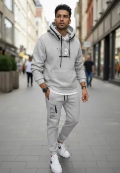 Trening barbati slim fit gri  Pantaloni + Hanorac 5025 imagine
