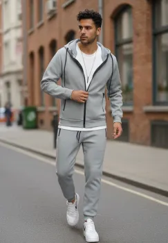 Trening barbati slim fit gri  Pantaloni + Hanorac 5031 imagine