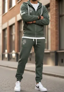 Trening barbati slim fit kaki  Pantaloni + hanorac 162 imagine