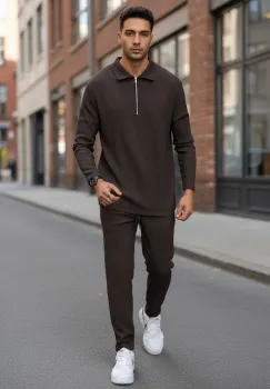 Trening barbati slim fit maro  Pantaloni + bluza C300 imagine