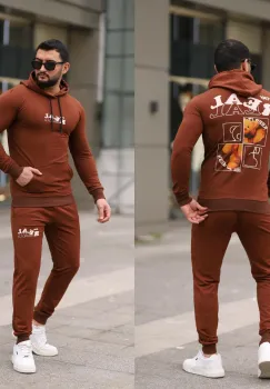 Trening barbati slim fit maro  Pantaloni + Hanorac  13354 imagine