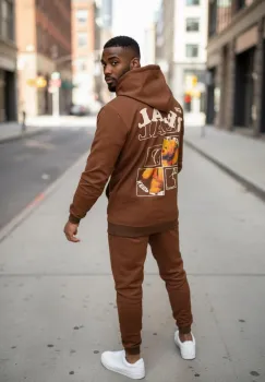 Trening barbati slim fit maro  Pantaloni + Hanorac  13360 34-3.2 imagine