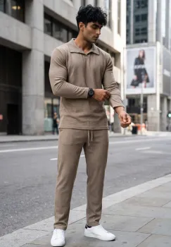 Trening barbati slim fit maro Pantaloni + Hanorac 7500 imagine