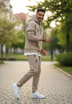 Trening barbati slim fit maro  Pantaloni + Hanorac  vatuit  RM58 imagine