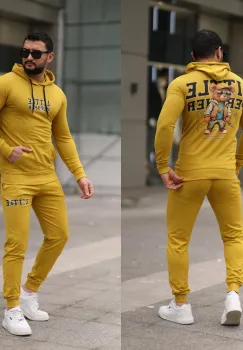 Trening barbati slim fit mustar  Pantaloni + Hanorac  13349 imagine