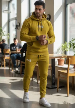 Trening barbati slim fit mustar  Pantaloni + Hanorac  13360 imagine