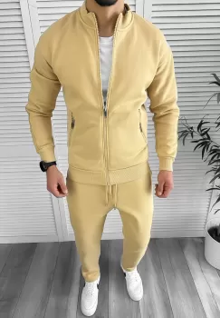 Trening barbati slim fit mustar Pantaloni + Hanorac K018 imagine