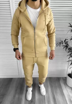 Trening barbati slim fit mustar Pantaloni + Hanorac K023 imagine