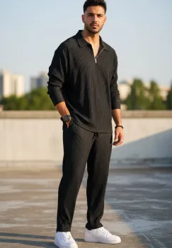 Trening barbati slim fit negru  Pantaloni + Bluza C300 31-3.2 imagine