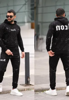 Trening barbati slim fit negru   Pantaloni + Hanorac  13351 imagine