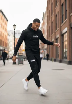 Trening barbati slim fit negru  Pantaloni + Hanorac  13360 76-4 imagine