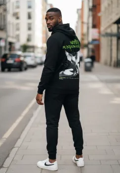 Trening barbati slim fit negru  Pantaloni + Hanorac  13370 imagine