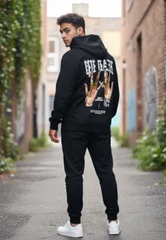 Trening barbati slim fit negru  Pantaloni + Hanorac  13390 imagine