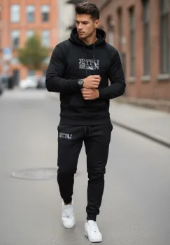 Trening barbati slim fit negru  Pantaloni + Hanorac  13410 39-2 imagine