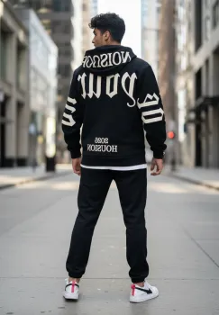 Trening barbati slim fit negru  Pantaloni + hanorac 162 imagine