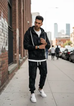 Trening barbati slim fit negru  Pantaloni + hanorac 167 imagine